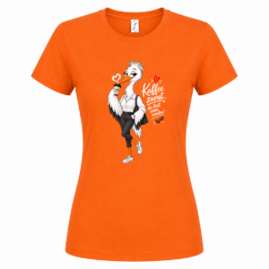 Damen T-Shirt „Kaffee zuerst… der Rest kann warten!“ mit Storch-Motiv