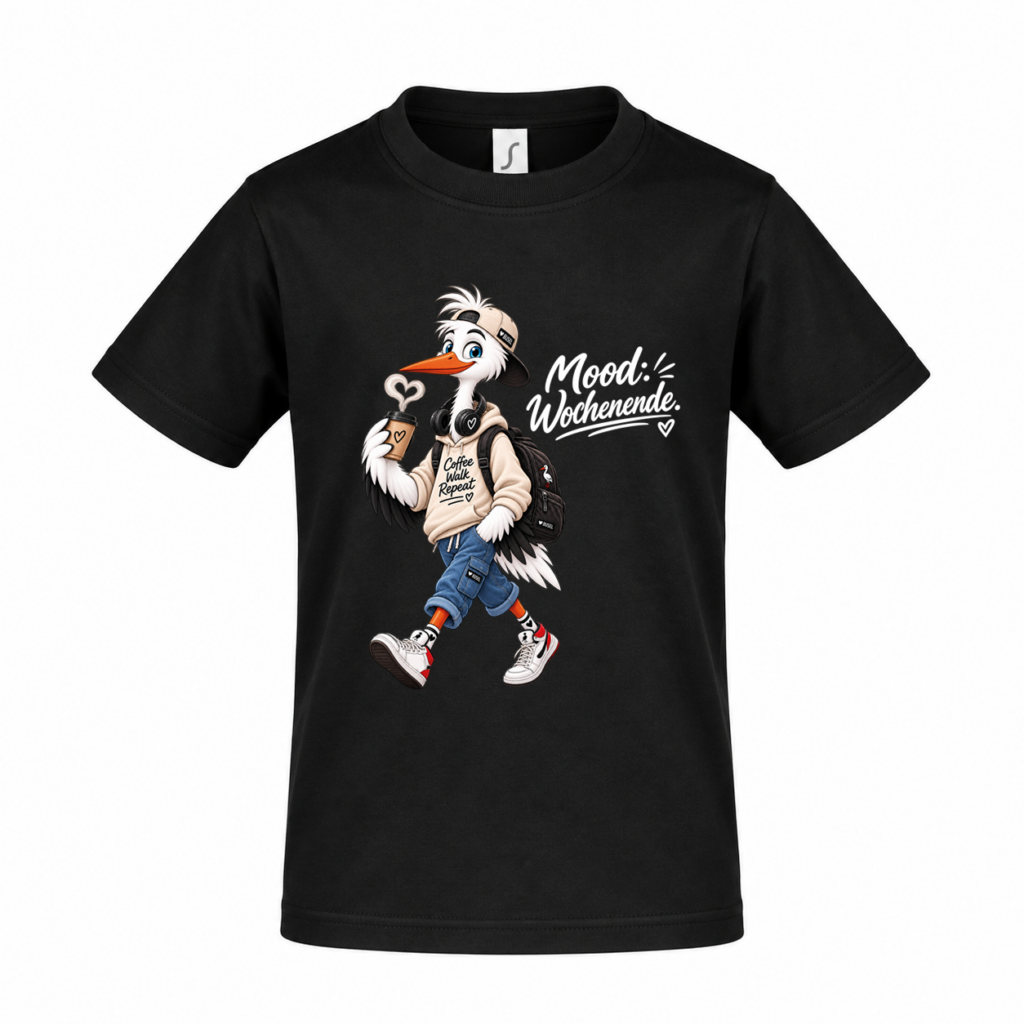 Kinder T-Shirt „Mood: Wochenende“ – Storch Junge
